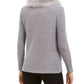 JM Collection Women's Holiday Party Faux-Fur Collar & Brooch Cardigan Silver Size X-Large