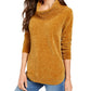 Style & Co Women's Petite Metallic-Threaded Turtleneck Sweater Gold  Yellow Size Petite M