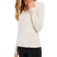 Charter Club Women's Merino Wool Button-Cuff V-Neck Sweater Beige Size Small