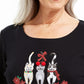 Karen Scott Women's Cotton Festive Catwalk Top Black Size Small