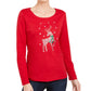 Karen Scott Women's Rhinestone Reindeer Holiday Shirt Red Size X-Large