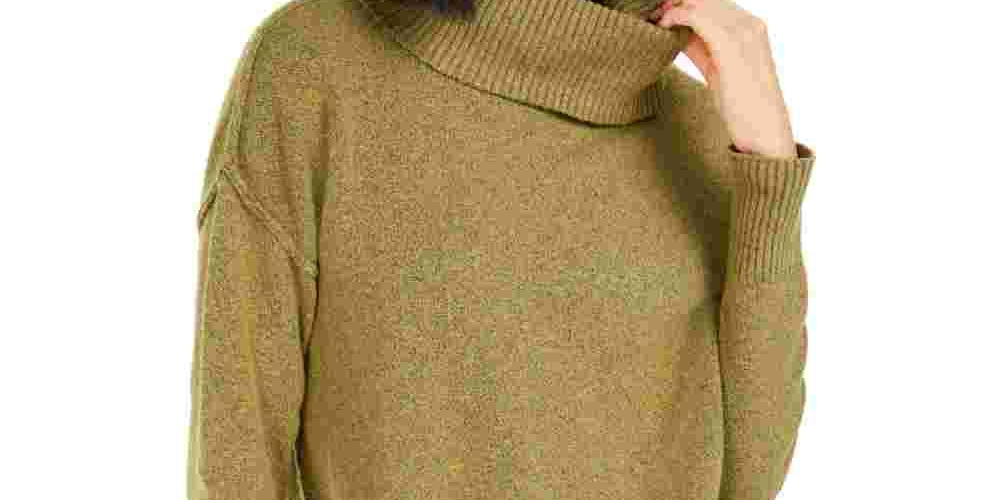 Bar III Women's Long Sleeve Turtle Neck Sweater Green Size X-Small