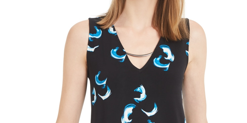 Alfani Women's Hardware Trim Top Blue Size PM