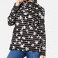 Karen Scott Women's Floral Print Striped Funnel Neck Top Black Size Petite Small