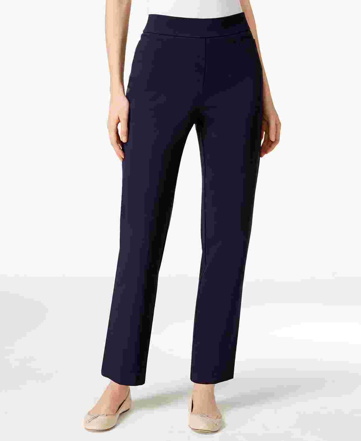Alfred Dunner Women's Classics Allure Pull-On Slim-Leg Pants Navy Size 10