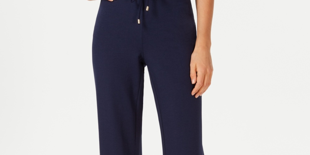 Charter Club Women's Wide Leg Pull On Pants Blue Size PL