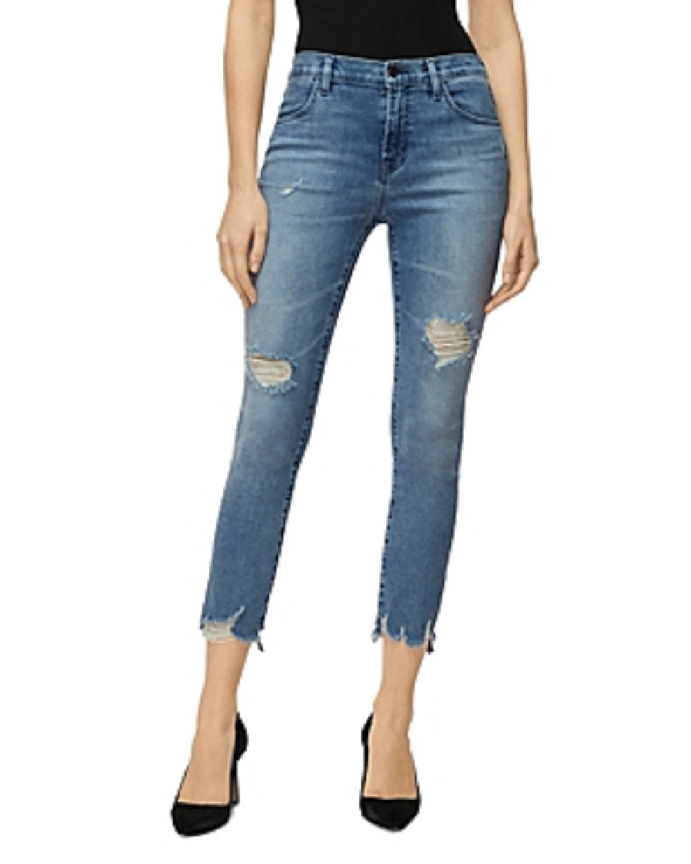 J Brand Women's Alana High Rise Cropped Skinny Jeans in Fix Up Destruct Blue Size 29