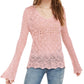 American Rag Juniors'' Pointelle-Knit Flared-Sleeve Sweater Pink Size Small
