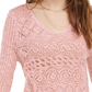American Rag Juniors'' Pointelle-Knit Flared-Sleeve Sweater Pink Size Small