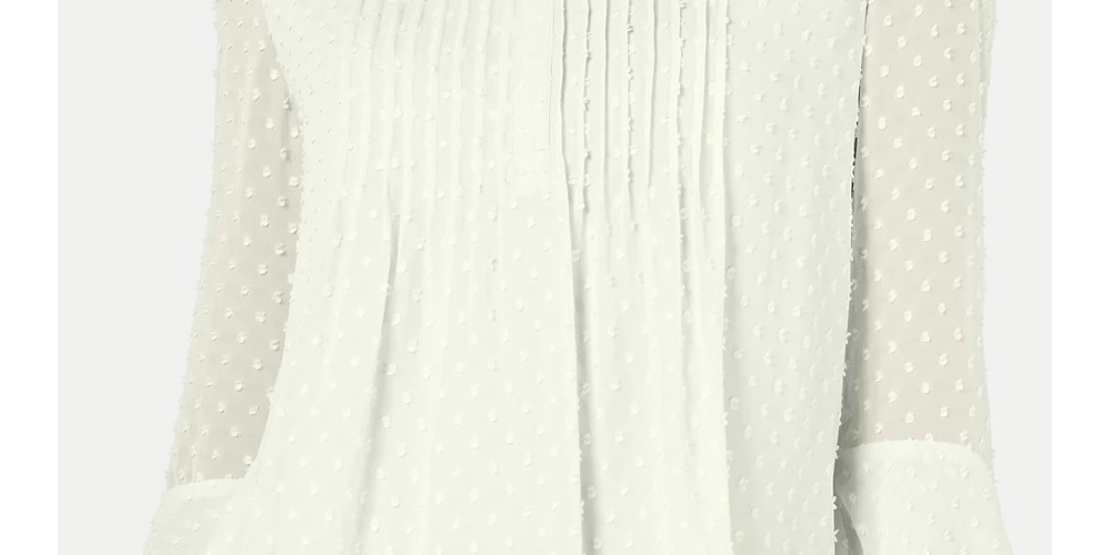 Charter Club Women's Double Ruffle Textured Pintuck Top White Size Large