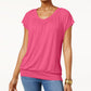 JM Collection Women's Blouson T-Shirt Pink Size Large