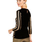 INC International Concepts Women's Velvet Sequined Chevron Top Black Size PL
