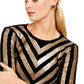 INC International Concepts Women's Velvet Sequined Chevron Top Black Size PL