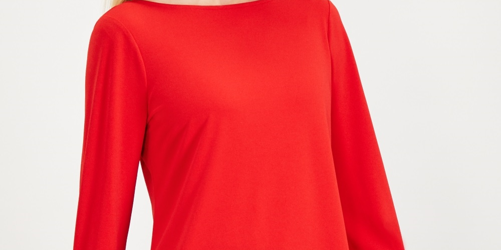 Charter Club Women's Tie Detail Crepe Top Red Size -PS/M