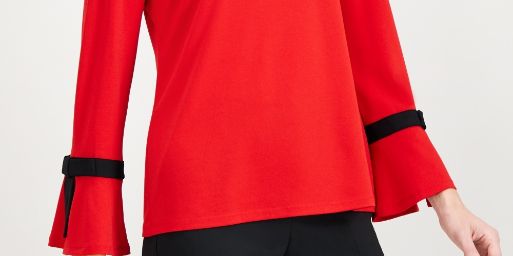 Charter Club Women's Tie Detail Crepe Top Red Size -PS/M