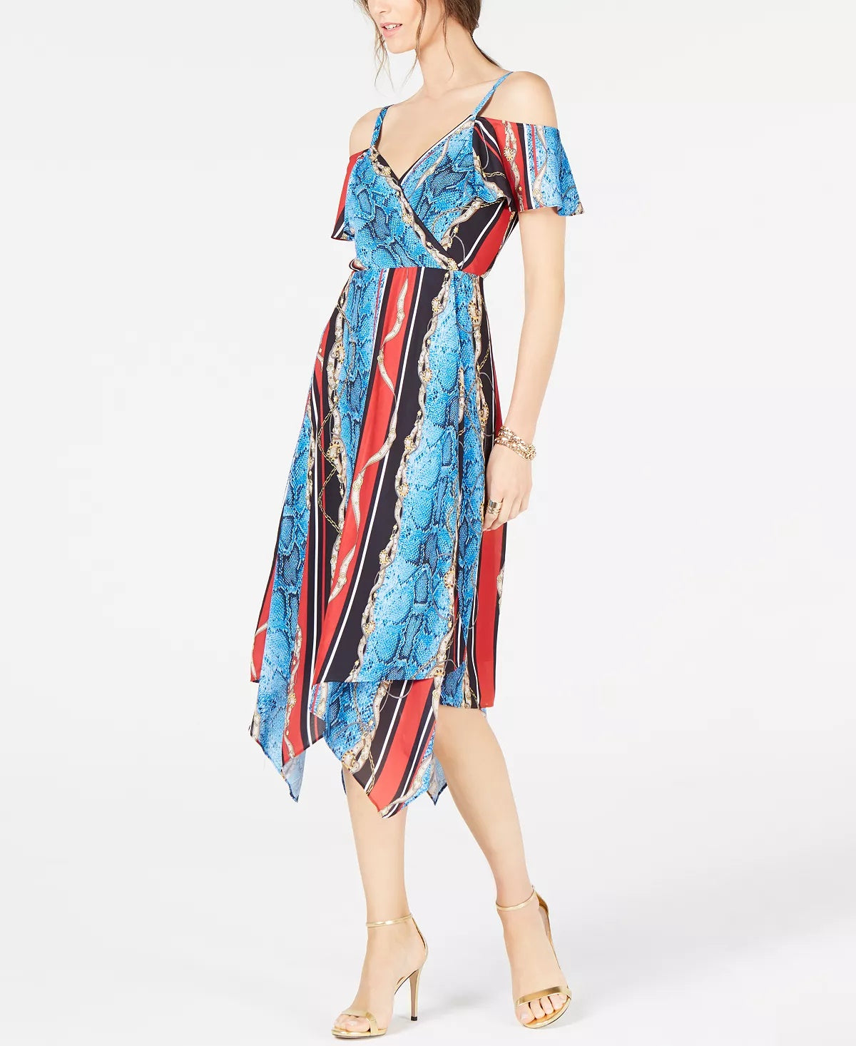 INC International Concepts Women's Cold-Shoulder Surplice Dress Black Size 8 Petite