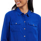 Charter Club Women's Two-Pocket Shirt Blue Size Small