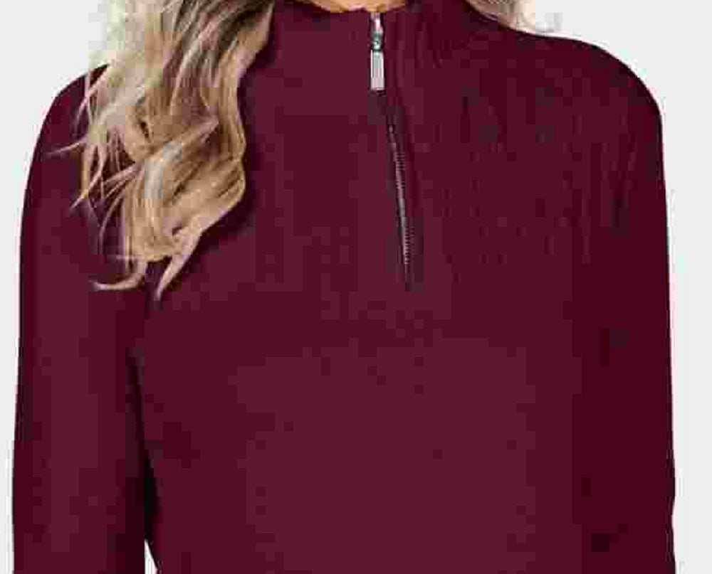 Karen Scott Women's Cotton Zip-Neck Sweater Red Size X-Small