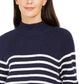Charter Club Women's Striped Mockneck Sweater Blue Size X-Small