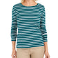 Charter Club Women's Metallic-Stripe Top Green Size Medium