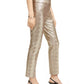 Alfani Women's Tummy-Control Gold Metallic Python-Print Trousers Brown Size 4