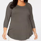 JM Collection Women's Plus Size Scoopneck Top Gray 0X