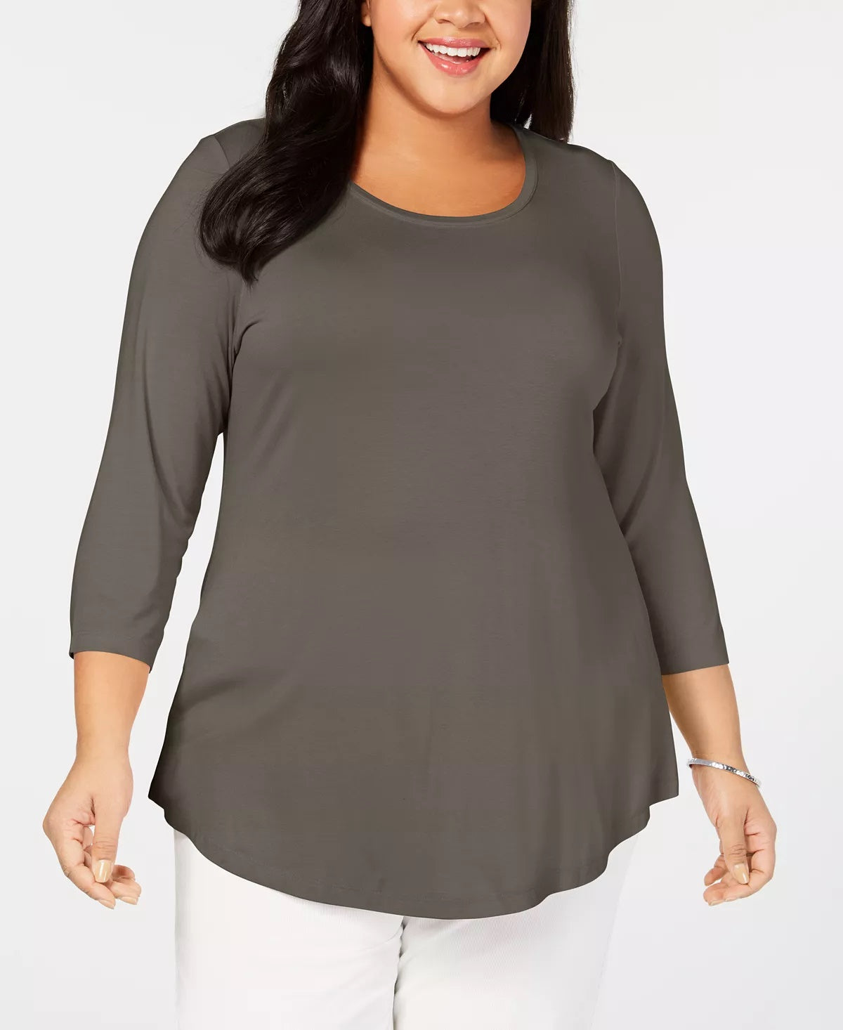 JM Collection Women's Plus Size Scoopneck Top Gray 0X