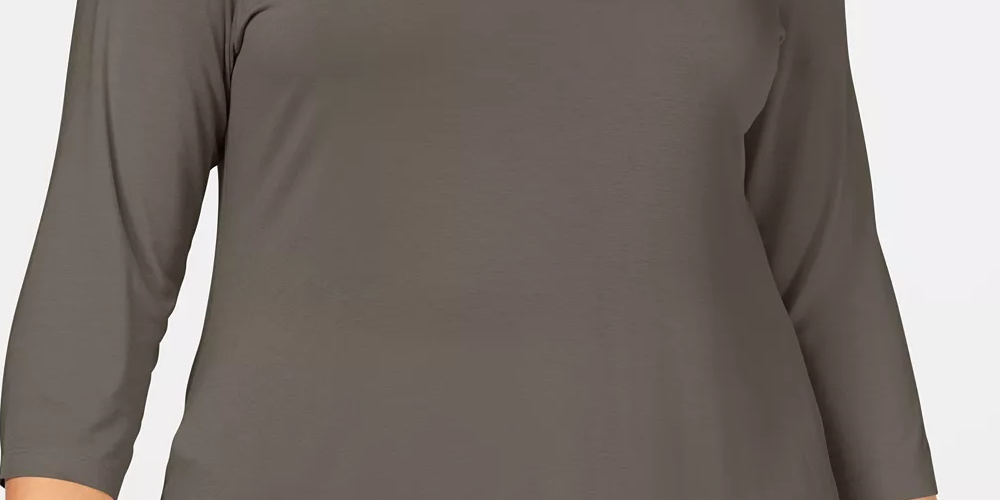 JM Collection Women's Plus Size Scoopneck Top Gray 0X