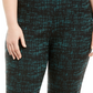 JM Collection Women's Plus Size Jacquard Pull-On Pants Green Size 18W