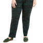 JM Collection Women's Plus Size Jacquard Pull-On Pants Green Size 18W