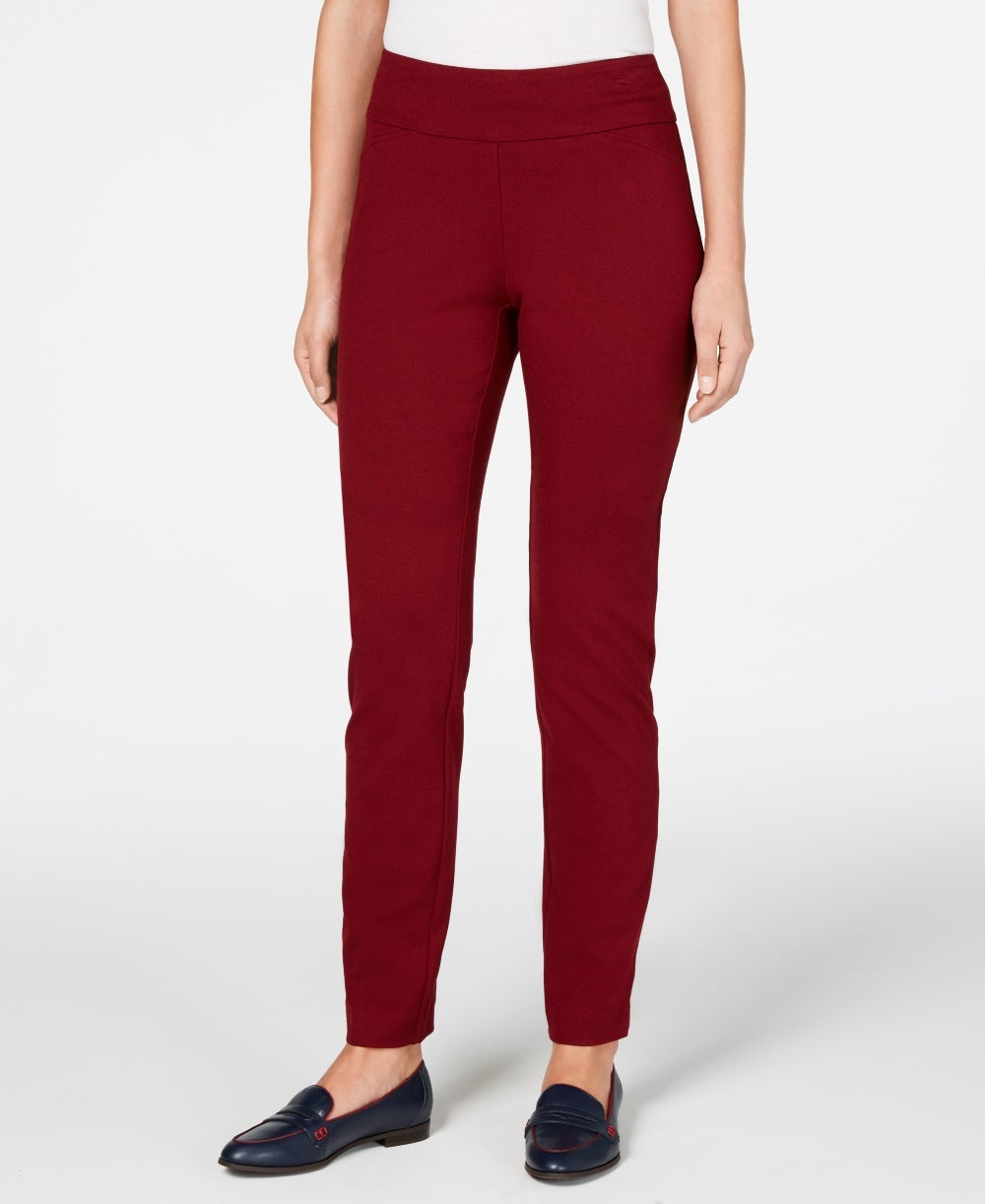 Charter Club Women's Pull-On Ponte-Knit Pants Wine Size 12 Petite
