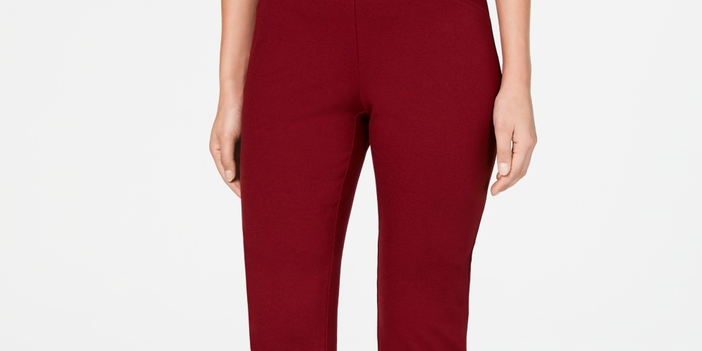 Charter Club Women's Pull-On Ponte-Knit Pants Wine Size 12 Petite