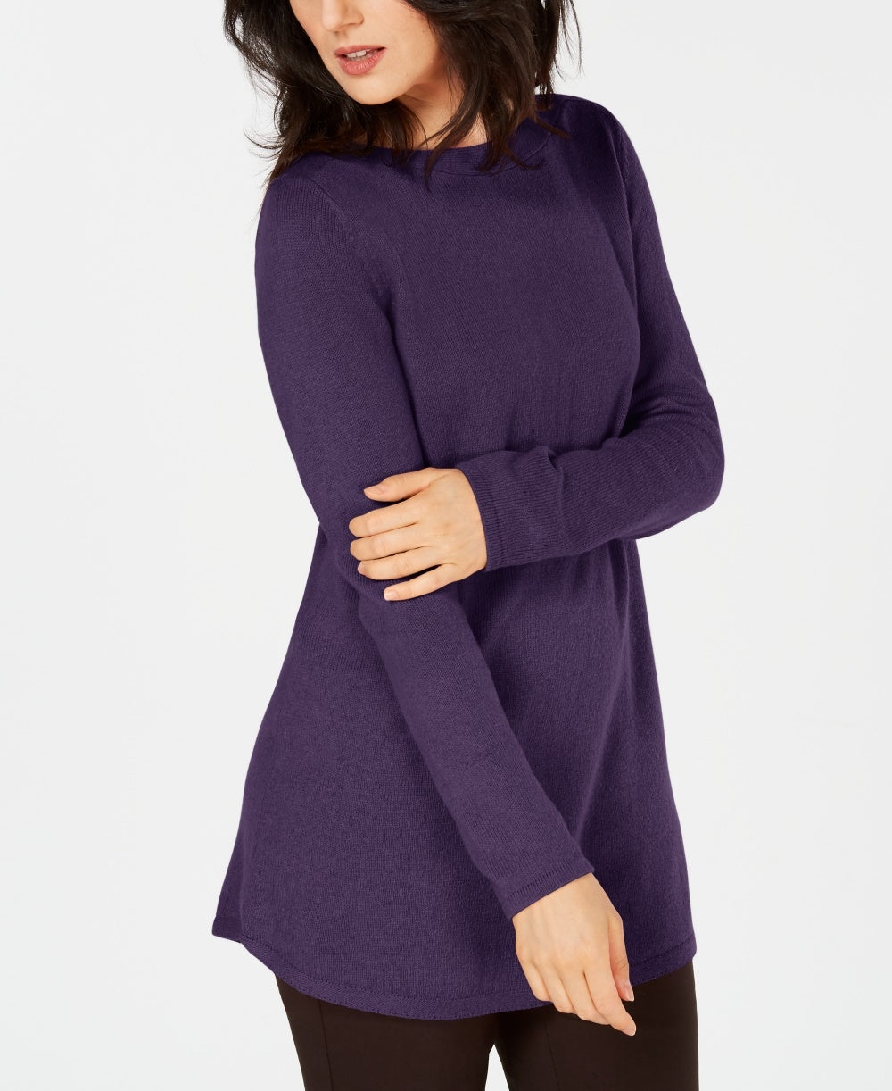 Karen Scott Women's Solid Curved-Hem TunicPurple Size X-Small