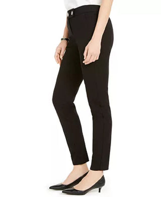 Alfani Women's Petite Extended-Tab Skinny Pants  Black Size 16 Petite