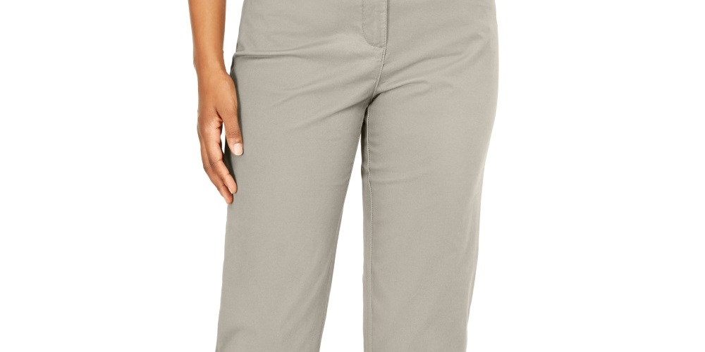 Karen Scott Women's Button Trim Cropped Pants Gray Size 10