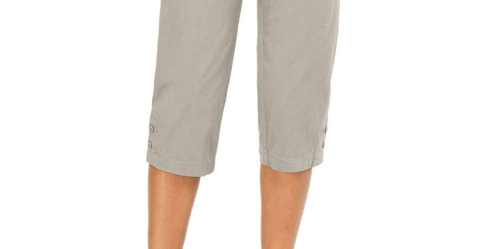 Karen Scott Women's Button Trim Cropped Pants Gray Size 10