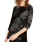 Alfani Women's Blouse Deep Velvet Foil Print High Low Black Size X-Large