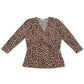 Charter Club Women's 3/4 Sleeve Crossover V Neck Blouse Brown Size X-Large