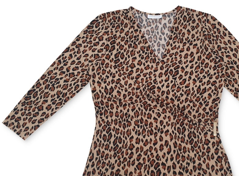 Charter Club Women's 3/4 Sleeve Crossover V Neck Blouse Brown Size X-Large
