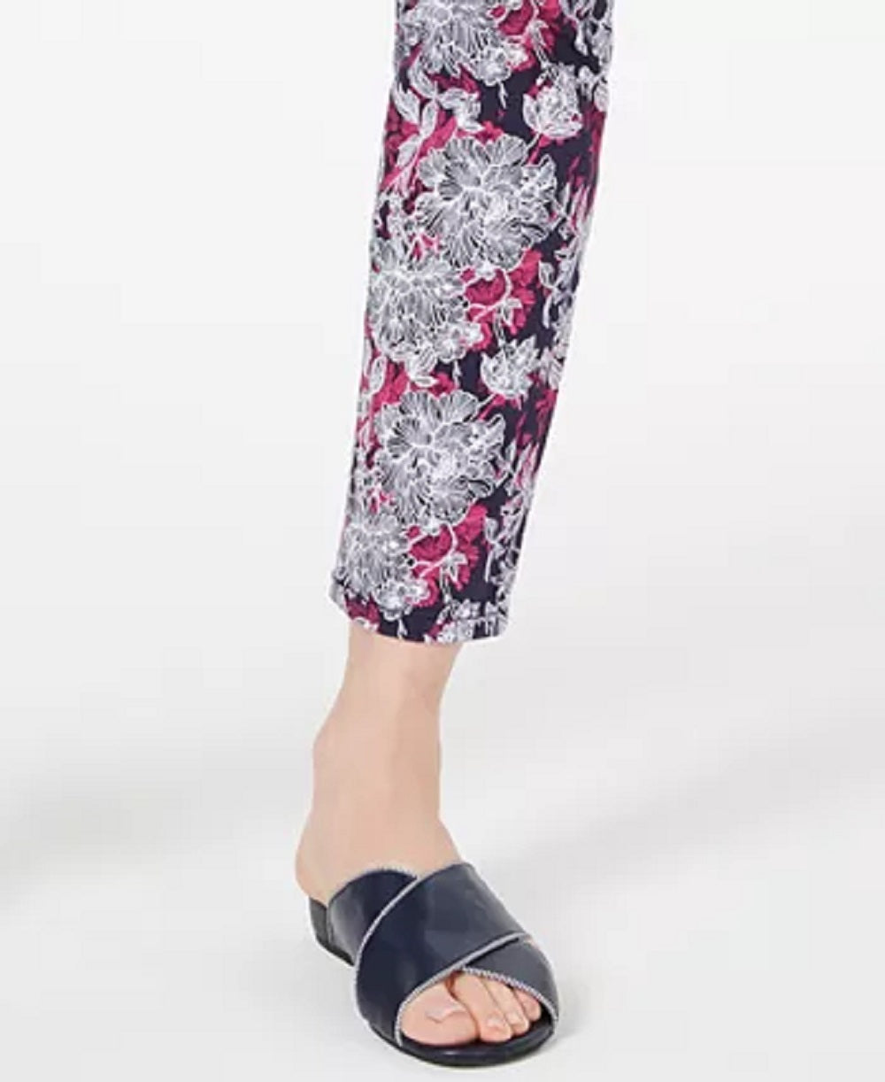 Charter Club Women's Petite Printed Tummy-Control Jeans Blue Size 16 Petite