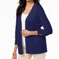 JM Collection Women's Open Front Crochet Trim Cardigan Blue Size XX-Large