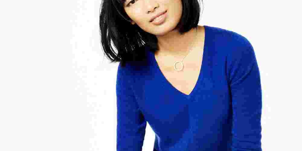 Charter Club Women's V-Neck Cashmere Sweater Blue Size Petite Small