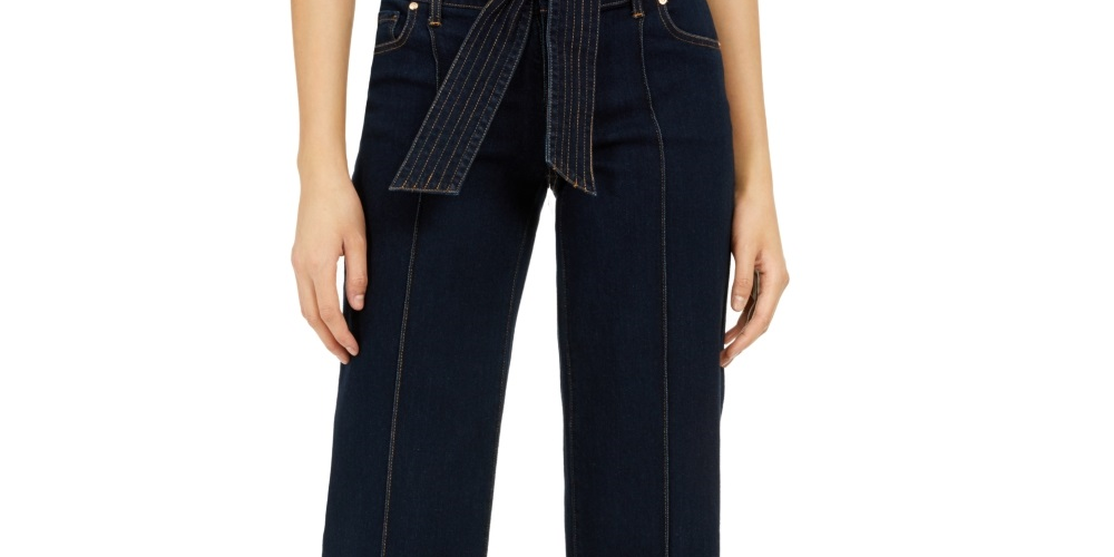 INC International Concepts Women's Tie Waist Culotte Jeans Blue Size 0