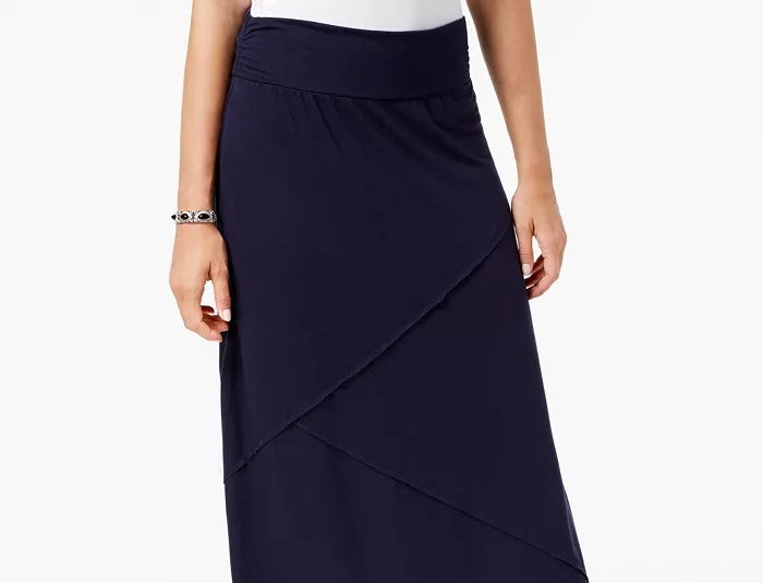 Style & Co Women's Comfort-Waist Maxi-Skirt  Navy Size X-Small