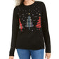 Karen Scott Women's Triple Holiday Tree Applique Sweater Black Size Small