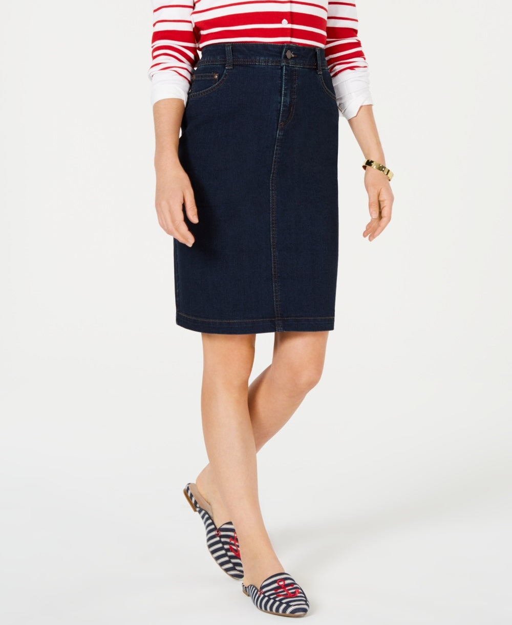 Charter Club Women's Denim Tummy Control Skirt  Blue Size 18