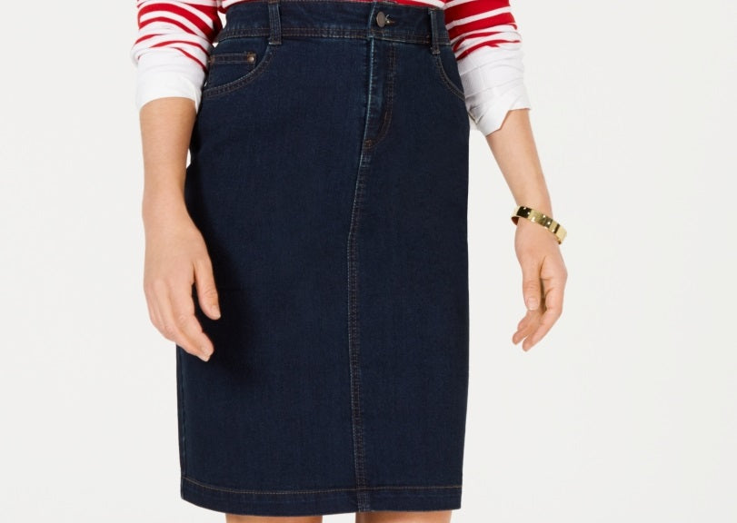 Charter Club Women's Denim Tummy Control Skirt  Blue Size 18