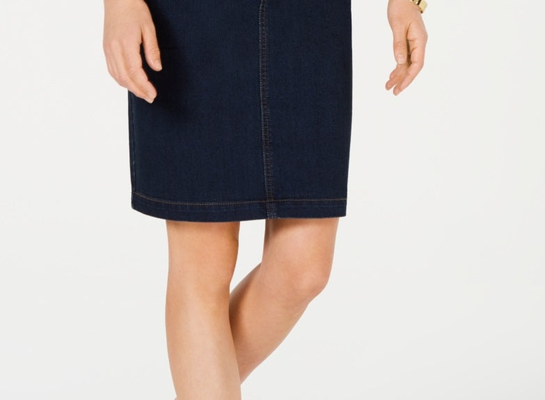 Charter Club Women's Denim Tummy Control Skirt  Blue Size 18