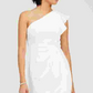 Adrianna Papell Women's Ruffled One-Shoulder Gown White Size 6