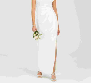 Adrianna Papell Women's Ruffled One-Shoulder Gown White Size 6